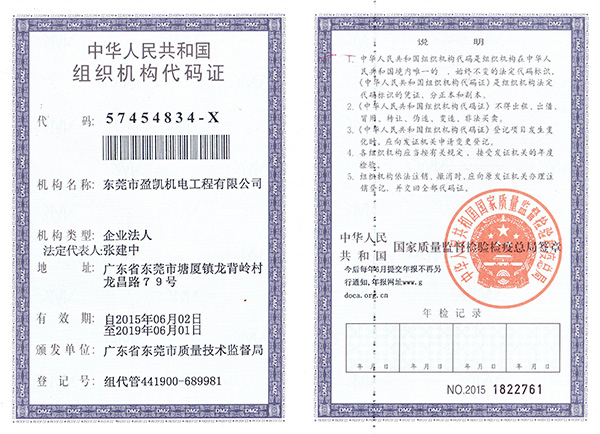 機(jī)構(gòu)代碼證